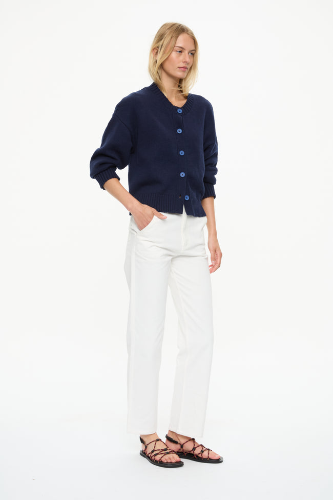 Boxy Chunky Cardi Navy