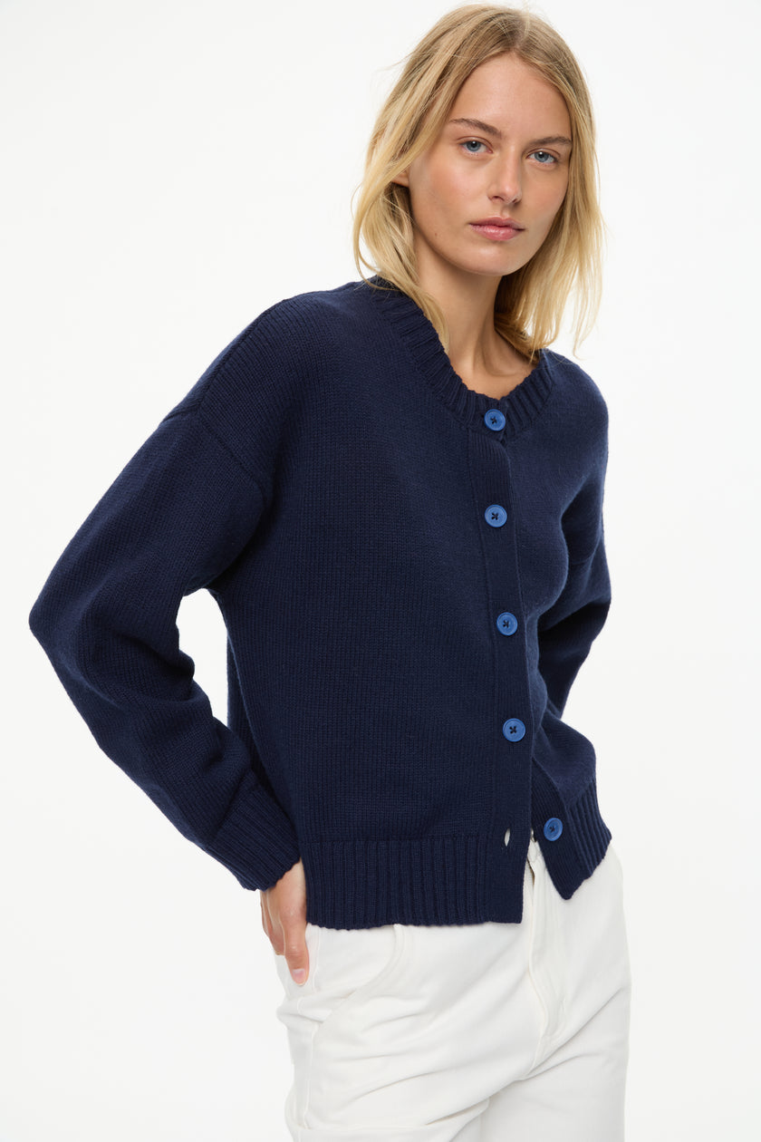 Boxy Chunky Cardi Navy
