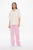 Nina Half Sleeve Button Back Opening Shirt- White