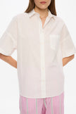Nina Half Sleeve Button Back Opening Shirt- White
