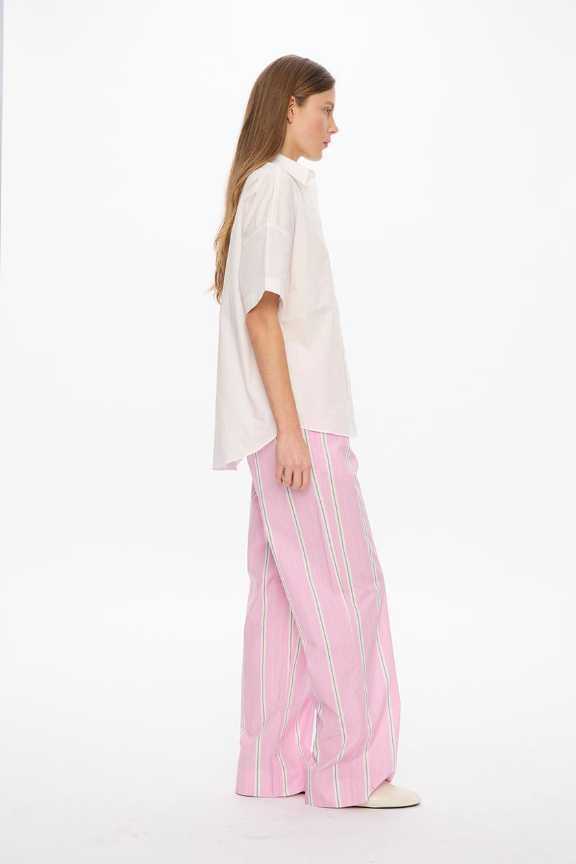 Nina Half Sleeve Button Back Opening Shirt- White