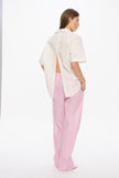 Nina Half Sleeve Button Back Opening Shirt- White
