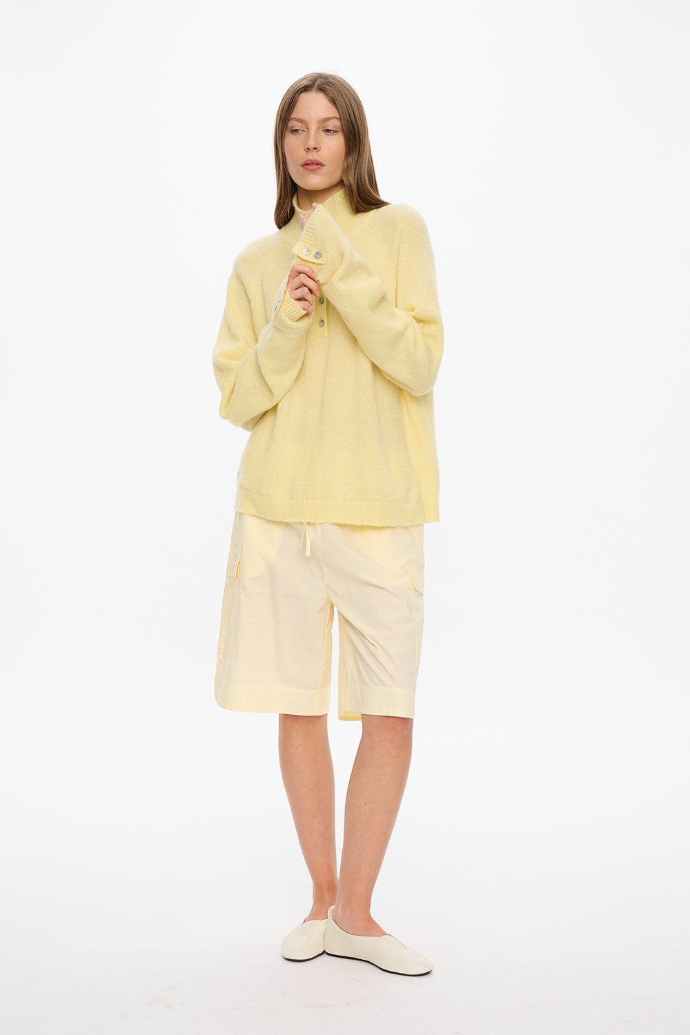 Raglan Knit with Buttons - Limoncello