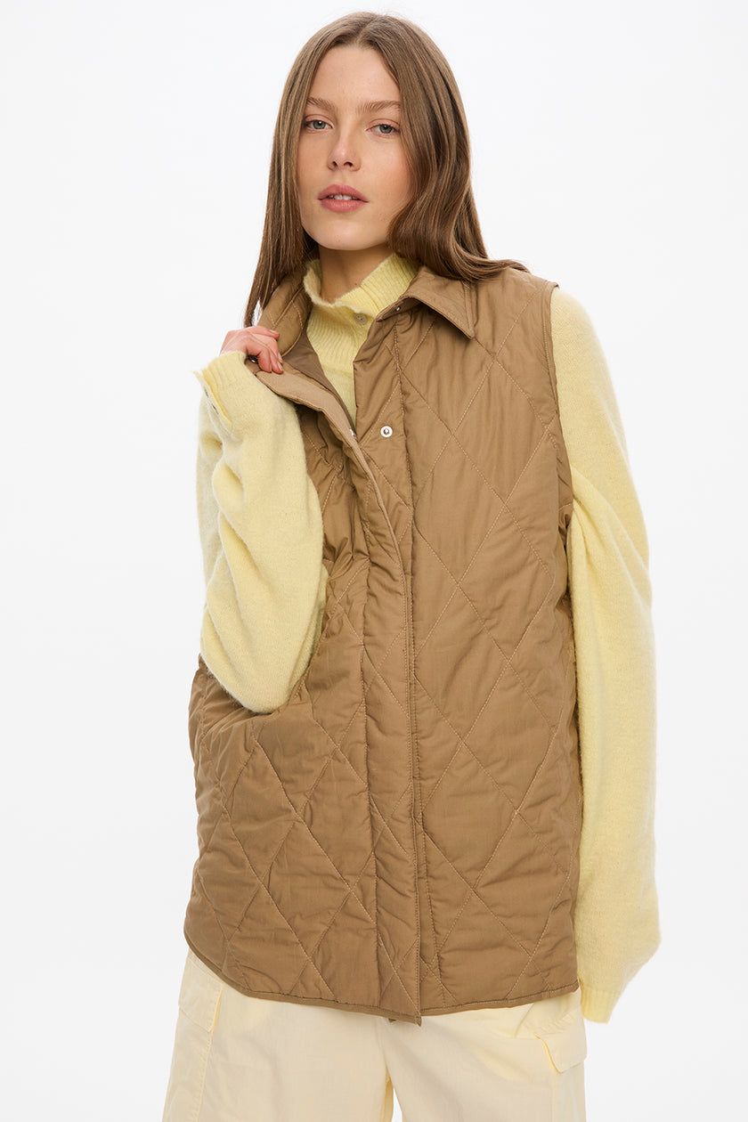 Noa Quilted Vest - Olive