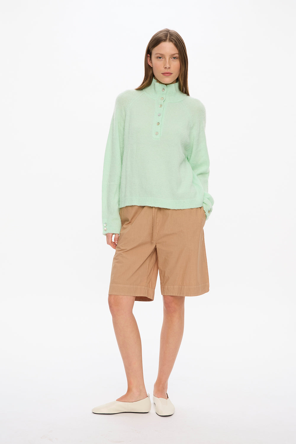 Raglan Knit with Buttons - Mint