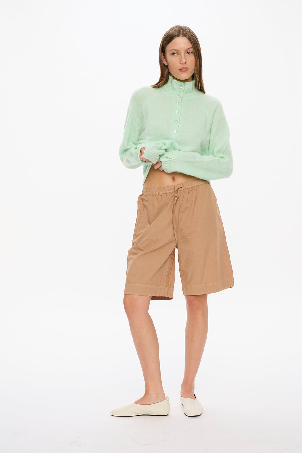 Raglan Knit with Buttons - Mint