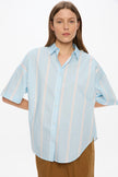 Mara Short Sleeve Shirt - Stripes - Delicate Blue/White/Lavender/Limoncello