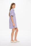 Chiara Short Sleeve Mini Dress - Stripes - Lavender/Delicate Blue/Olive/Limoncello