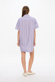 Chiara Short Sleeve Mini Dress - Stripes - Lavender/Delicate Blue/Olive/Limoncello