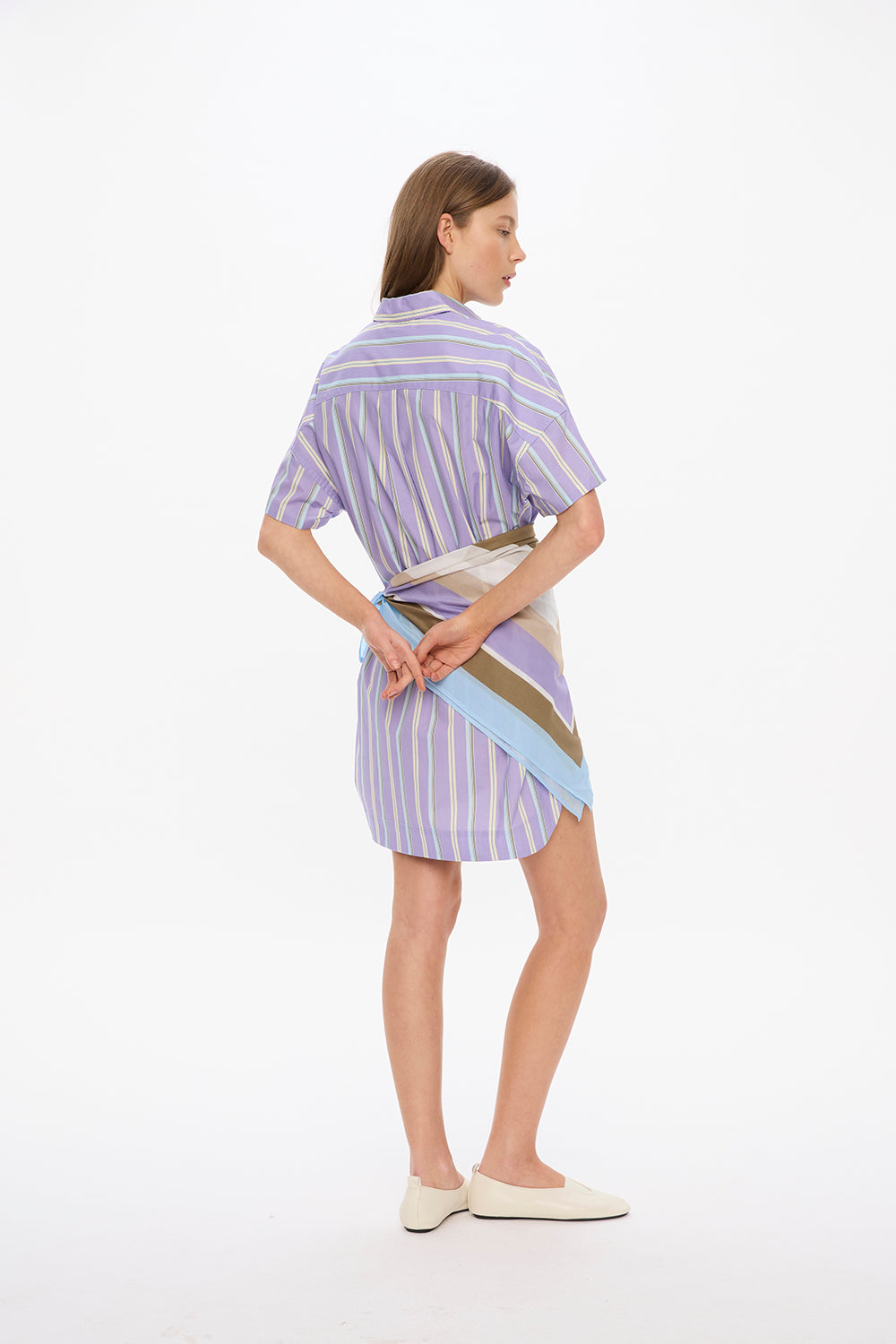 Rimini - Square Scarf - Delicate Blue/Olive/Lavender/Sand Dune/White