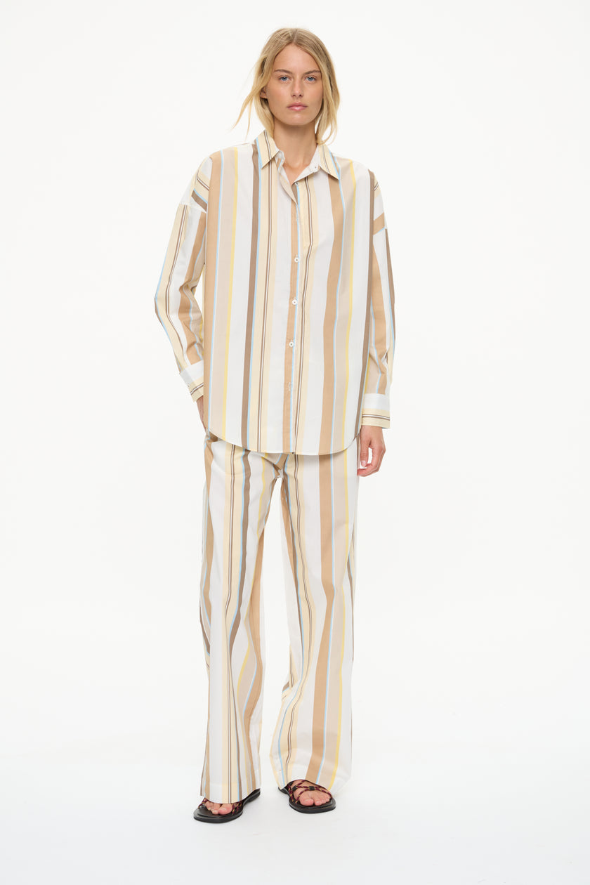 Mara Drawstring Pants - Stripe  Toffee Multi Stripe