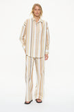 Mara Oversized Long Sleeve Shirt - Stripes  Toffee Multi Stripe Stripe