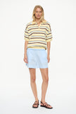 Thea Pointelle Half Sleeve Polo Sky + Citrus/White Tipping