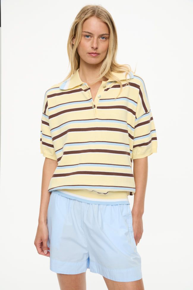 Alto Half Sleeve Stripe Polo Limoncello/Olive/Sky/White Stripe