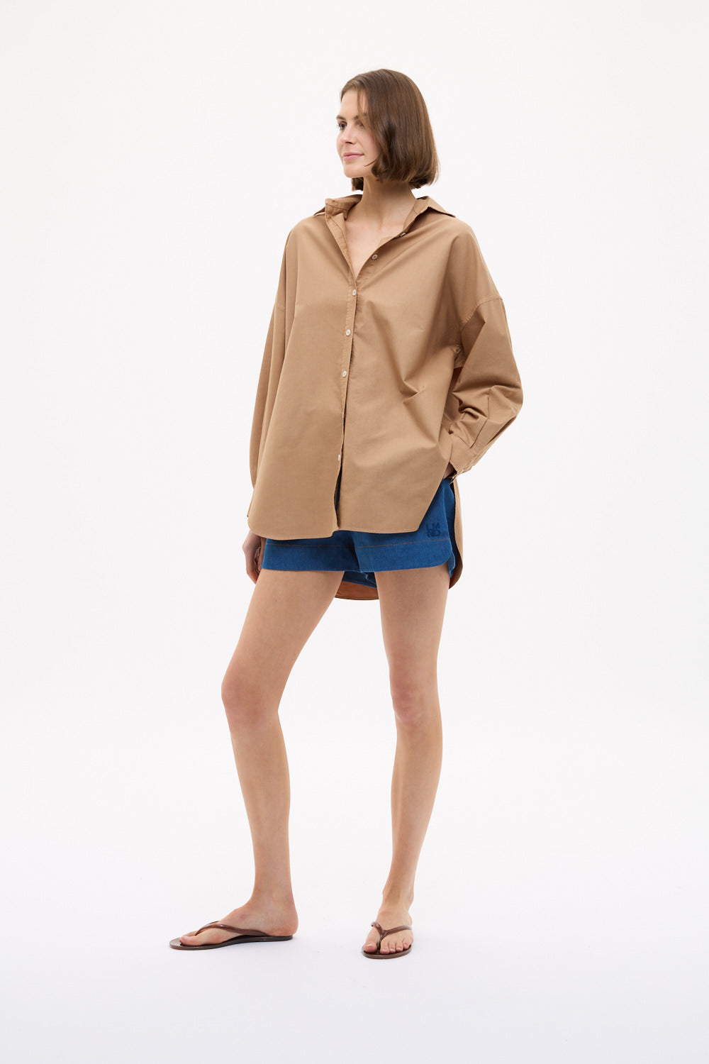Mara Oversized Long Sleeve Shirt - Toffee