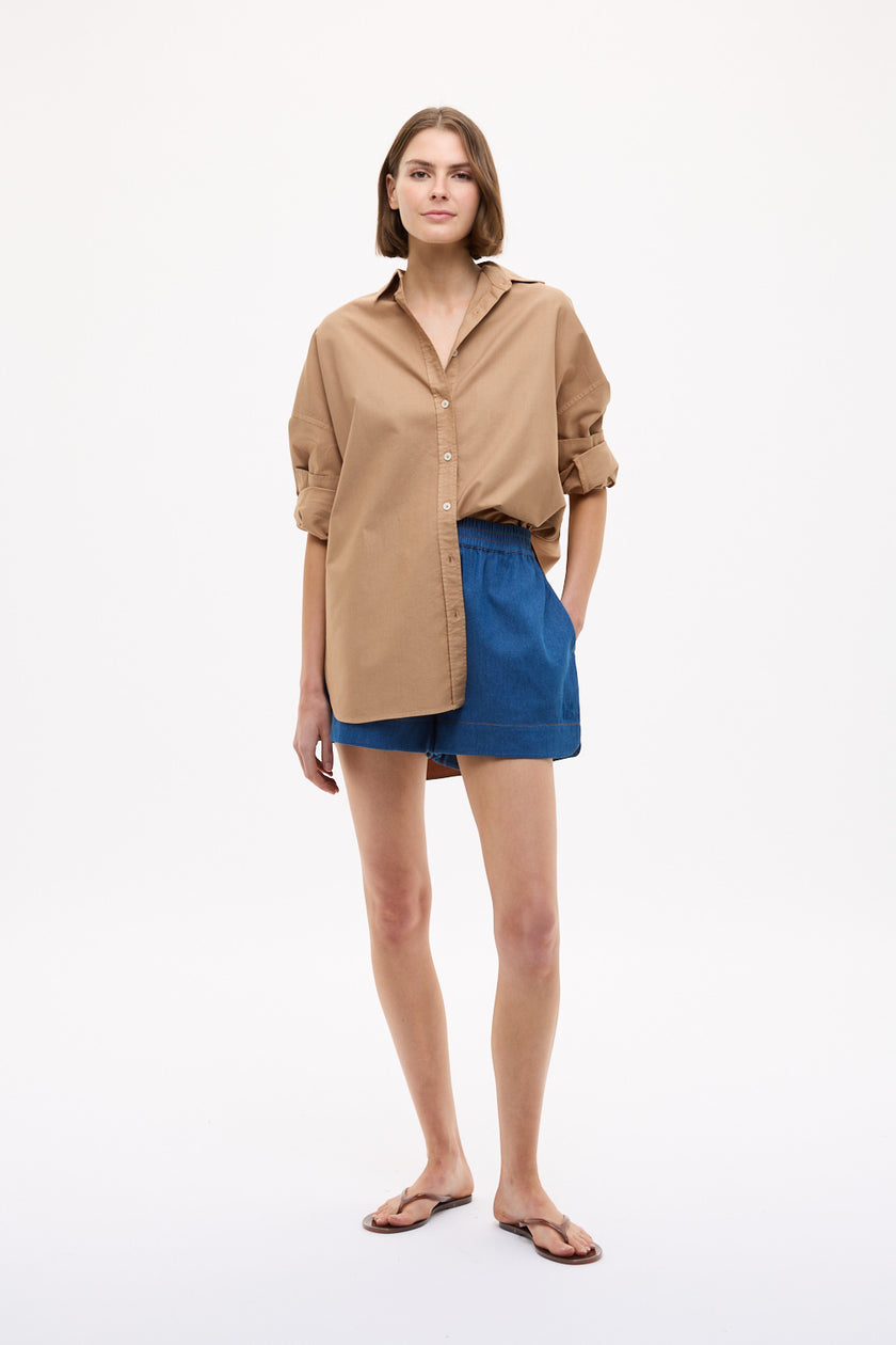 Mara Oversized Long Sleeve Shirt - Toffee