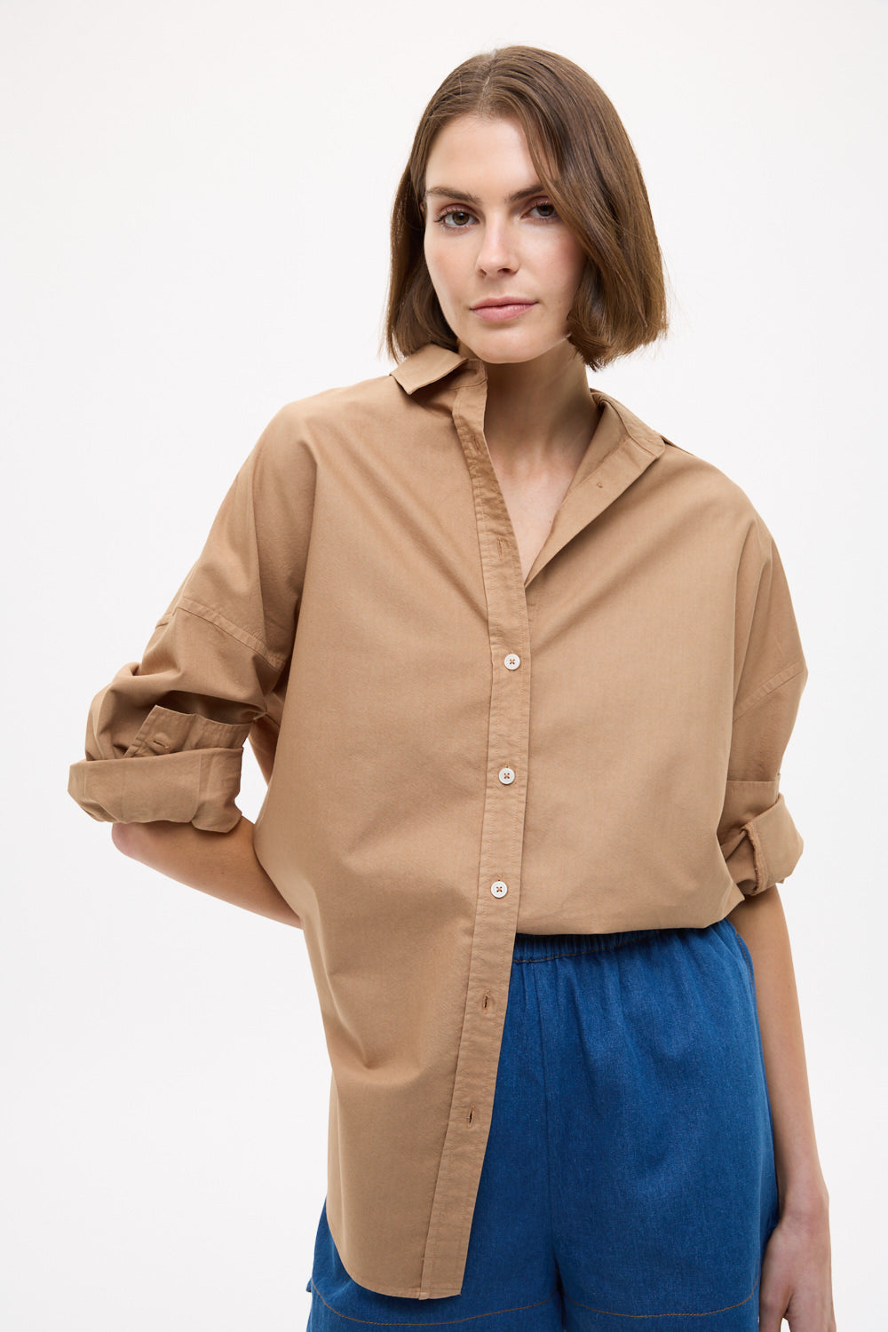 Mara Oversized Long Sleeve Shirt - Toffee