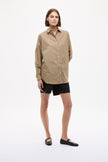 Mara Oversized Long Sleeve Shirt Stripe - Toffee/Black