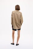 Mara Oversized Long Sleeve Shirt Stripe - Toffee/Black