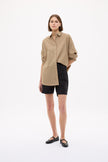 Mara Oversized Long Sleeve Shirt Stripe - Toffee/Black