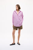 Mara Oversized Long Sleeve Shirt Stripe - Rose Glow/Natural/Navy