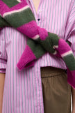 Mara Oversized Long Sleeve Shirt Stripe - Rose Glow/Natural/Navy