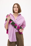 Mara Oversized Long Sleeve Shirt Stripe - Rose Glow/Natural/Navy