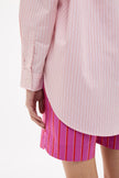 Mara Oversized Long Sleeve Shirt Stripe - Primrose Pink/Natural/True Red