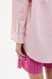 Mara Oversized Long Sleeve Shirt Stripe - Primrose Pink/Natural/True Red