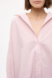 Mara Oversized Long Sleeve Shirt Stripe - Primrose Pink/Natural/True Red