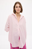 Mara Oversized Long Sleeve Shirt Stripe - Primrose Pink/Natural/True Red