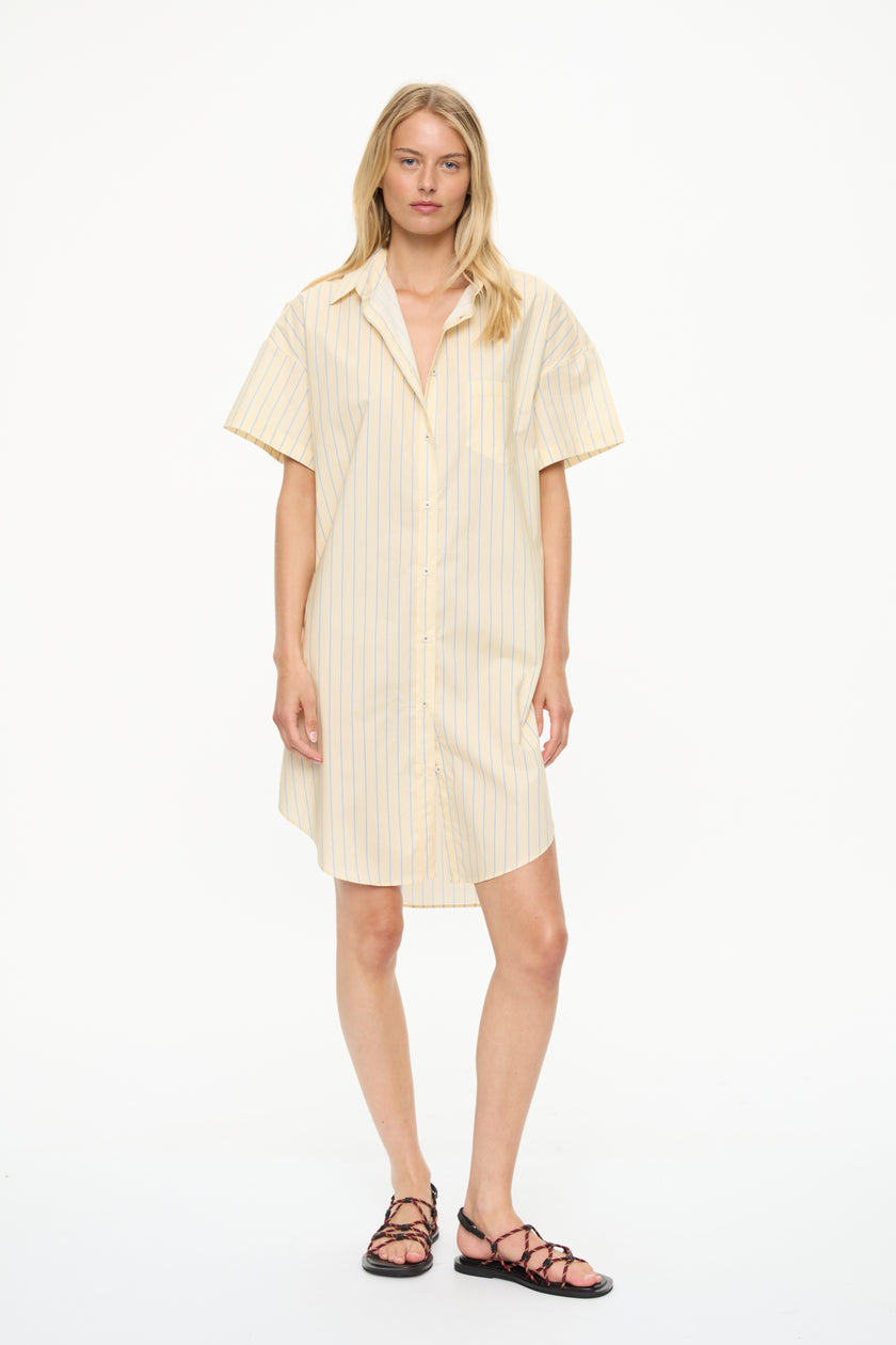 Chiara Short Sleeve Midi Dress Limoncello/Ice/Olive