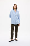 Mara Oversized Long Sleeve Shirt Stripe - Sky/Natural/Navy