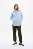 Mara Oversized Long Sleeve Shirt Stripe - Sky/Natural/Navy