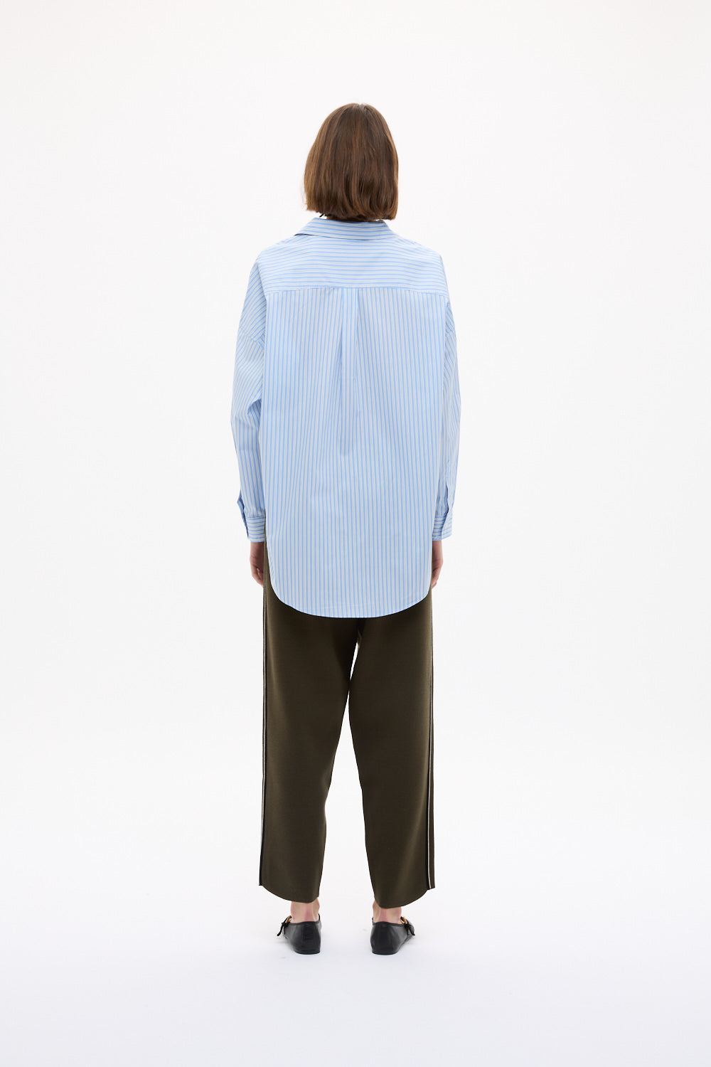 Mara Oversized Long Sleeve Shirt Stripe - Sky/Natural/Navy