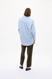 Mara Oversized Long Sleeve Shirt Stripe - Sky/Natural/Navy