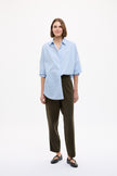 Mara Oversized Long Sleeve Shirt Stripe - Sky/Natural/Navy