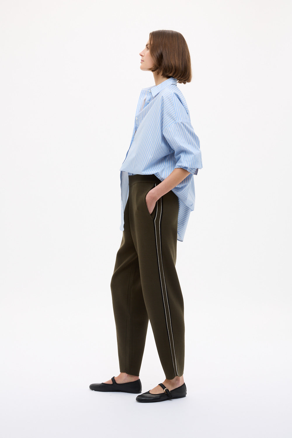 Mara Oversized Long Sleeve Shirt Stripe - Sky/Natural/Navy