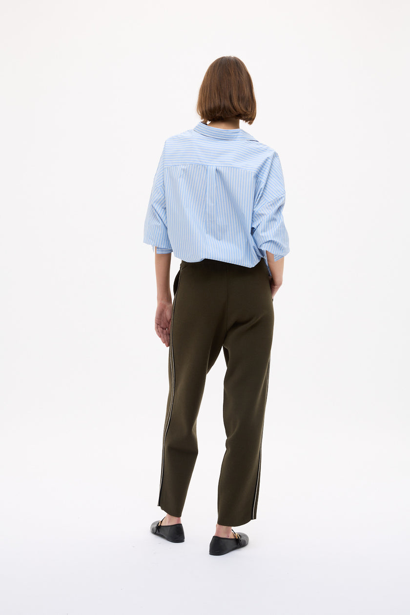Mara Oversized Long Sleeve Shirt Stripe - Sky/Natural/Navy