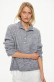 Raglan Knit with buttons - Grey Melange