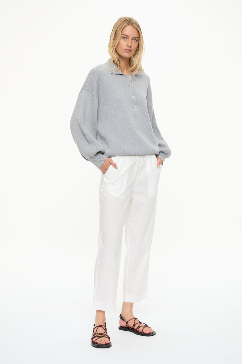 Oversized Chunky Polo Grey Marle