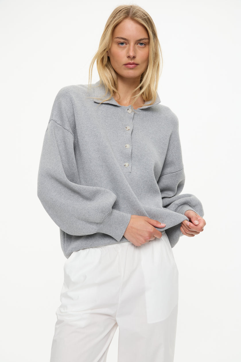 Oversized Chunky Polo Grey Marle