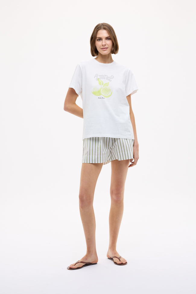 LMND Tee - Limonada - White + Dark Olive + Sunny Lime Print