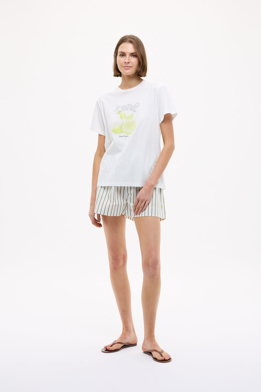 LMND Tee - Limonada - White + Dark Olive + Sunny Lime Print