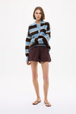 Dakota Knit Polo - Stripes - Sky + Chocolate