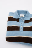 Dakota Knit Polo - Stripes - Sky + Chocolate