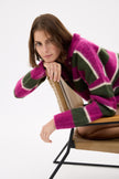 Dakota Knit Polo - Stripes - Fuschia + Dark Olive + Birch
