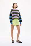 Zermatt - Mixed Knit Stripe - Pastel Lilac + Ink Blue