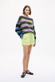 Zermatt - Mixed Knit Stripe - Pastel Lilac + Ink Blue