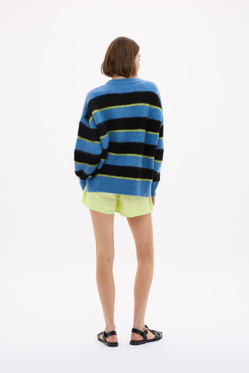 Zermatt - Mixed Knit Stripe - Pastel Lilac + Ink Blue